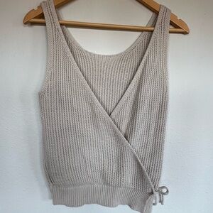 Moon & Madison Women’s Sz S Beige Knit Wrap Tank Top 100% Cotton Natural Fibers